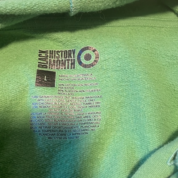 Green hoodie "by Black History Month" size Large - Picture 4 of 5